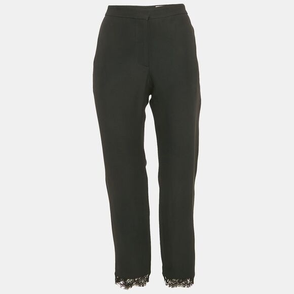 Alexander Mcqueen Black Lace Trim Crepe Trousers L